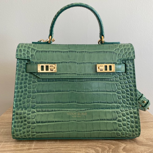 Teddy Blake Kim Croco 11” Salvia Green Purse - Picture 1 of 6